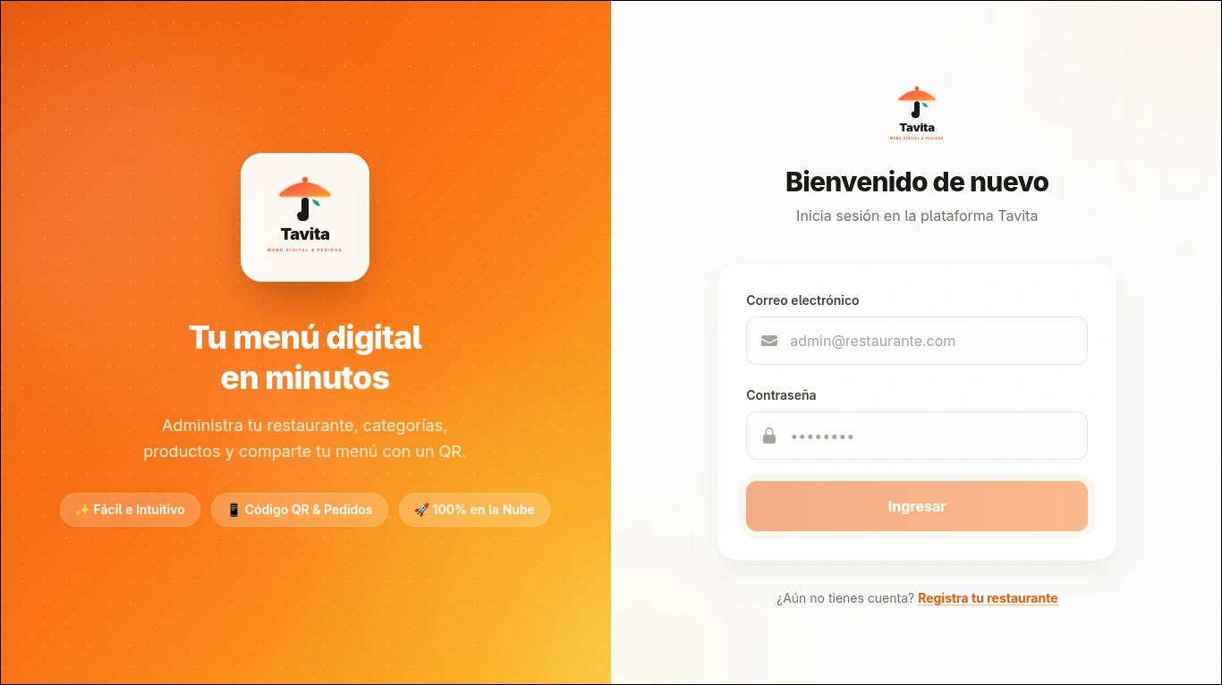 Vista previa del dashboard de Tavita en laptop y móvil